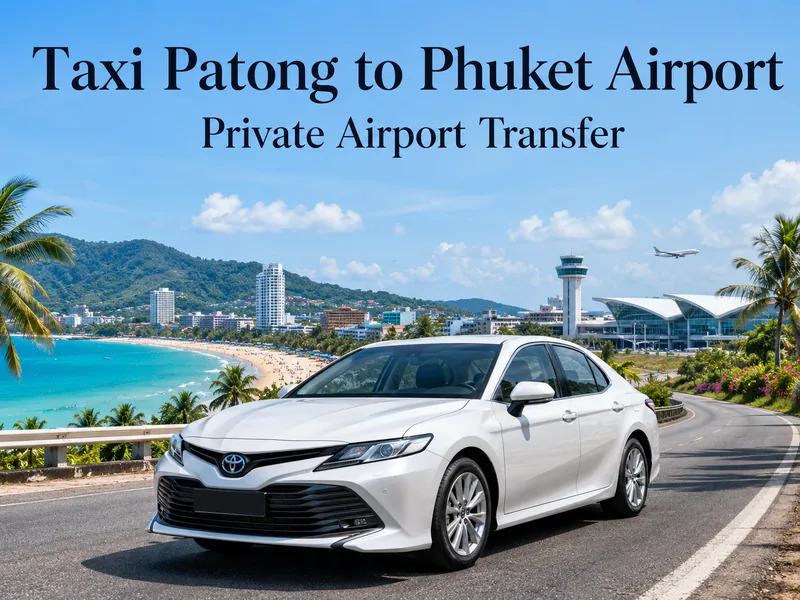 Road from Patong to Phuket airport, 40 km over Patong Hill and north on Highway 402