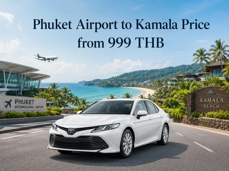 Fixed taxi prices from Phuket airport to Kamala Beach by vehicle type