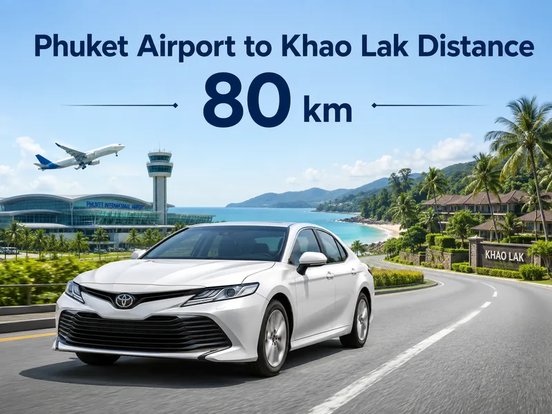 Road from Phuket airport north to Khao Lak, 80 km via the bridge into Phang Nga province