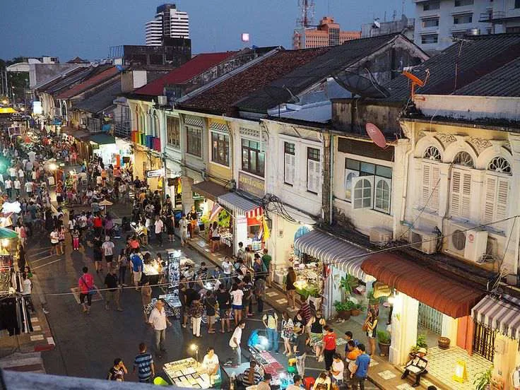 Thalang Road in Phuket Old Town with Sino-Portuguese shophouses